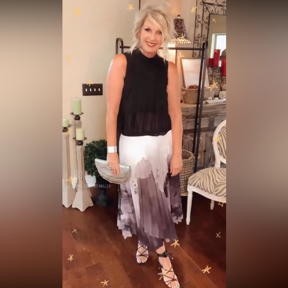 Watercolor Pleated Skirt